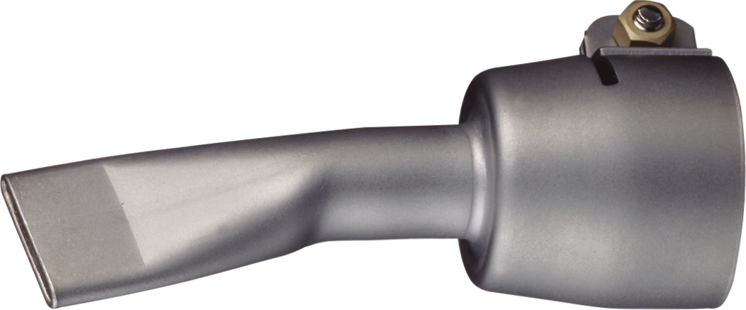 WOLFF_Dummy_19524, 13472, 13473_broad nozzle_2025-08 An automotive tool with a metallic finish, featuring a cylindrical head and a long, angled handle designed for torque applications. The head has a rectangular opening, indicating it is used for specific sized bolts or nuts. The tool appears robust and durable, with a well-defined structure that suggests efficiency in mechanical tasks.